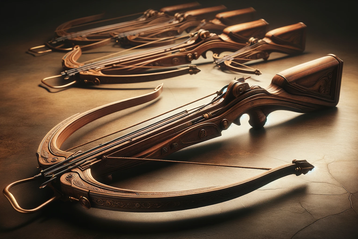 Image of traditional recurve crossbows dall e